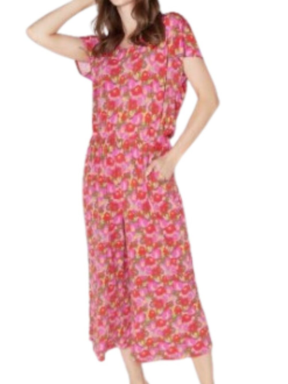 Kim & Co Easy Tie Back Cropped Leg Brazil Knit Jumpsuit NWT